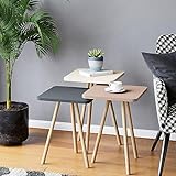 [en.casa] Satztisch Hobro im 3er Set Beistelltisch Wohnzimmertisch Kaffeetisch Quadratisch 49 x 34 x 34 cm eckig Couchtisch Grau/Weiß/Rosé