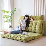 MAXYOYO Sitzsack-Bett, getuftet, Klappsofa, Couch mit Kissen, Bodenmatratze für Erwachsene, extra dickes und langes Bodensofa, Vollboden-Couch-Bett für Schlafzimmer, Wohnzimmer, Grün, 137 x 229 cm