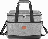 Srcasy Große Faltbar Thermotasche, Kühltasche, Picknicktasche Lunchtasche,36L Kühltasche, Lunchtasche, mit Verstellbaren Schultergurt, für Strand/Picknick/Camping/BBQ (Grau)