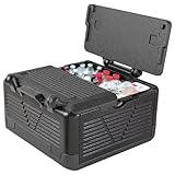 Faltbar Thermobox 26L Styroporbox 43x43x25cm Warmhaltebox für Essen mit Integrierter Deckel Multifunktional Kühlbox Transportbox für Camping Picknicks Lebensmittel Transport, Schwarz