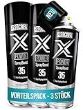 PROCREA® 3x Sprühkleber 'X35 Power' extra stark [Transparent & Schnelltrocknend] Wasserfester & hitzebeständiger Industriekleber für Dachhimmel, Stoff, Schaumstoff, Filz uvm. [NEUE REZEPTUR 2024]