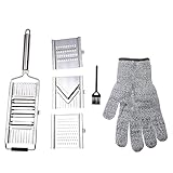 GUAYA 4-in-1-Gemüsehobel Käsereibe Kartoffelreibe Schäler Multifunktionales Verstellbares Edelstahl-küchenwerkzeug Passend für Salat Pommes Chips und Alles Gemüse,3#