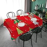 Bierzeltgarnitur Klein Tischdecke Abwaschbar 100x140 cm - Weihnachtsbaum Tischdecke Outdoor Fleckschutz Gartentischdecke Wasserabweisend Stoff Table Cloth Bunter Baum W58