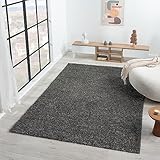 VIMODA Prime Shaggy Hochflor Langflor Teppich Einfarbig Modern Anthrazit Dunkelgrau, Maße:150 cm Quadrat