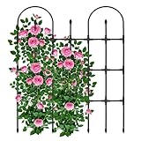 MQHUAYU Rankgitter Metall,Garten Rankgitter Set 120 x97cm，Rankhilfe für Kletterpflanzen,dekorative Gartenzaun Metallzaun Gartenspalier Rankspalier für Blumen Gemüse, Gartendeko Schwarz