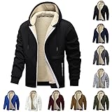 XCXC Winterjacke Herren Gefütterte Jacke mit Kapuze Männer Einfarbiges Mantel mit Reißverschluss Herren Winddicht Outdoorjacke Wärmend Jacke Mantel Wintermantel