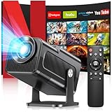 YEEFON Beamer, 4K FHD Mini Tragbarer Projektor, Unterstützt Android 11.0 5G WiFi 6 BT 5.0, Automatische Trapezkorrektur, 150 Zoll, 360-Grad-Flip Smart Beamer, für Phone/PC/Laptop/TV