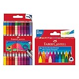 Faber-Castell 205030 - School Set mit 24er Etui Wachsmalstifte und 20er Etui Doppelfasermaler