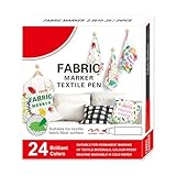 Generisch Stoffmarker,12/24 Farben Stoffmalfarbe Marker - Waschbare Textilmalstifte Für Baumwolle Heimtextilien Outdoor Stoffbeutel Schuhe Tischdecken Mit Wasserfarben-Effekt