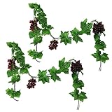 LONGHAO 2 pcs,KüNstliche Kunststoff Traube,KüNstliche Weintrauben Reben,Kuenstliche Weinrebe,6 SäTze TraubenspießE,TraubenspießE Aus Kunststoff,KüNstliche Obst GemüSedekoration,Zur SchießRequisiten