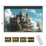 INMOZATA Elektrische Projektionsleinwand 100 Zoll/221x124cm Motorisierte Projektionsleinwand mit Fernbedienung 16:9 Verhältnis Filmleinwand für Heimkino Kino Büro Video Spiel Outdoor Indoor-Weiß