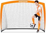 Happy Jump Fußballtor 3x2.2FT, 4x3FT, 5x3.6FT, 7x5FT Pop-Up Fußballtraining für den Garten (5x3.6 FT- Orange) -1 PC