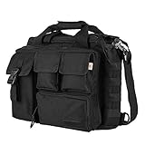 Doumneou Pro-Multifunktionale Militär-taktische Outdoor-Nylon-Umhängetasche, Kuriertasche, Handtasche, Aktentasche, ausreichend für 35,6 cm (14 Zoll) Laptop, schwarz, schwarz