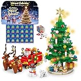 kiothdre 2025 Adventskalender Kinder, Weihnachtsbaum-Bausteine mit LED-Beleuchtung für Erwachsene, 24 Kartons Countdown Kalender, Weihnachts Geschenk für Jugendliche Jungen Mädchen Männer Frauen