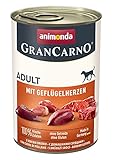 GranCarno Hunde Nassfutter mit Geflügelherzen (6 x 400g), Hundefutter nass ohne Getreide und Zucker von animonda, für ausgewachsene Hunde, mit frischen fleischlichen Zutaten