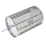 Gadpiparty Edelstahl Rotationsgrillkorb mit Drehachse Langlebig Einfach zu Reinigen für Backofen und Airfryer Gleichmäßiges Garen von Nüssen Gemüse und Snacks