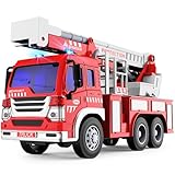 GizmoVine Feuerwehrauto Groß, Feuerwehr Spielzeugauto mit Drehleiter, Sound und Licht, Große Auto Spielzeug Modell, Geschenke für Jungen Mädchen, Kinder Fire Truck Fahrzeuge ab 3 4 5 6 7 8 Jahre