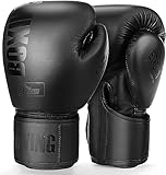Boxhandschuhe für Damen und Herren, Boxing Training Gloves,geeignet für Boxen, Kickboxen, gemischte Kampfsportarten, Thai, MMA, Kampftraining (Schwarz, 14oz)