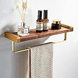 Badezimmerregal aus Holz mit Handtuchhalter – 30 cm großes Aufbewahrungsregal für Dusche, Frisiertisch und Küche – Organisieren Sie Kosmetik- und Hautpflegeprodukte