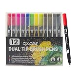 Marker-Set mit feiner Doppelspitze und Pinsel, Set mit Künstler-Markern, Marker mit doppelter Spitze zum Schreiben von – Set mit doppeltem Pi-Marker