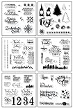 Silikonstempel Weihnachten Deutsch, 6 Blätter Clear Stamp Weihnachten, Frohe Weihnachten Stempelset, Silikonstempel Winter, Clear Stempel Set für DIY Bullet Journal Scrapbooking Fotoalbum