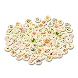 Zeayebsr 50pcs wunderschöne Holzknöpfe rund Natur knöpfe Kinder-holzknöpfe,Aufdruck- holzknöpfe Kinder, zum aufnähen annähen DIY Handarbeit Scrapbooking für Kinderkleidung Jacken Mützen Strampler