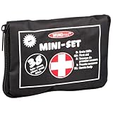Wundmed Erste Hilfe, Notfall, Pflaster, Verband, Erste-Hilfe Kasten, Mullbinde, Verband, Pinzette, Schere, Klammern, insg. 38 Teile, 16 x 3 x 11 cm