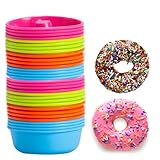 Orrdiffi 32 Stück Donut Backform Silikon,Muffinform Silikon Wiederverwendbare Backform,Antihaftbeschichtet,Cupcake-Formen,Kuchenform,Donut-Backform für Plätzchen,Pudding,Backen,DIY-Backförmchen