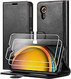 iVoler Handyhülle für Samsung Galaxy Xcover 7 Mit 2 Stück Panzer Schutz Glas, RFID-Blockierung Hülle PU Leder Stoßfest Schutzhülle Magnetische Klapphülle mit Kartenfach und Standfunktion - Schwarz