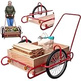 Bollerwagen/Handwagen STREND PRO - mit Holzkorpus, Belastbar bis 240 kg, Große Räder, Metallkonstruktion, Holzkorb 18 mm, Transportwagen für Garten & Transport, Holzhandwagend, Gartenwagen - Optimus