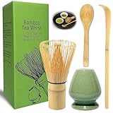 Matcha Set- 4-Teiliges Setmatcha Pulver Set- Matcha Besen Set Matcha Gläser、Matcha Besen Halter、Matcha-Besen Japanisches Zubehör für die Matcha-Zeremonie