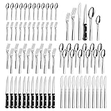Besteck Set 12 Personen, Hunnycook 72 teilig Essbesteck mit Steakmesser, Besteckset Edelstahl mit Messer Gabel Löffel für Restaurant/Party/Hochzeit, Spülmaschinenfest