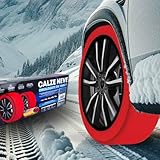 2 Stück Textil Schneeketten Homologierte EN 16662-1, Farbe Rot, Größe XL, Winterreifen Schneesocken für Autos, Leicht zu Installieren (Rot, XL)