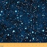 Galaxy Möbelstoff Meterware Weltraum Sternenhimmel Drinnen Draußen Stoff Meterware Universum Funkeln Sterne Dekorstoff für Polsterung und Heimwerker Nähprojekte 92 x 150 (HxB) Blau