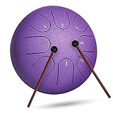 INMAKER Zungentrommel,6 Zoll 8-Stimmige Steel Tongue Drum mit Trommelschlägeln Musikbuch,Stahlzungentrommel für Erwachsene Kinder Musikunterricht Yoga