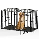 Pawaboo Heavy Duty Hundekiste, 56 Zoll unverwüstlich Hundekäfig mit Matte, verdickt Anti-Biss Hundekennel, Metall Hund Laufstall mit sicheren Oben, Outdoor-und Indoor-Hundekäfig Käfig mit Türschloss
