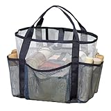 Netz-Strandtasche für Damen, Netz-Reisetasche mit mehreren Taschen, groß, Strandurlaub-Organizer, Outdoor-Aufbewahrungstasche für Handtücher, Sonnencreme, Hausschuhe, Badeanzüge, Sonnenbrillen, Hüte