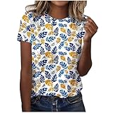 Damen-T-Shirt, Tops, trendig, bedruckt, Bluse, T-Shirt, lässig, locker, kurzärmelig, Sommer-Tops, lässig, Grafik, Rundhalsausschnitt, T-Shirt für Damen, #13 Navy, XXX-Large