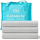 ELLA Kühlende Decke, Atmungsaktive Cooling Sleep Decke, TENCEL-Stoff und umweltfreundliche Kühldecke für Menschen, Kühldecken zum Schlafen, OEKO-TEX-zertifizierte dünne Sommerdecke 135x200 - Nebelgrau