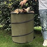 fasloyu Gartenabfalltonne Pop Up Faltbarer Gartensack mit 2 Tragegriffe 10 Gallonen Laubsack aus Stabilen Oxford ca. 37,8 l selbststehend (Grün)