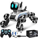 SIMREX Roboter Hund RC Stunt Auto Spielzeug - interaktive Fernbedienung Auto mit Gestentensteuerung & Mecanum Räder, LED-Augen, 3 Soundeffekte, Geburtstagsgeschenk für Kinder Jungen Mädchen Alter 6+