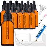 HandsUnity Pipettenflasche kleine Glasflasche 30ml-12Stk - Apothekerglas set aus Bernsteinglas mit schwarzer Pipettenkappe Inklusive 29 Stk Hilfszubehör Braunglasflaschen