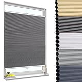WOLTU Wabenplissee ohne Bohren verdunkelung Thermo Doppelplissee Klemmfix Zweifarbig 100x130cm Dunkelgrau-Weiß, Plissee Faltrollo Sonnen-, Sicht- & Schallschutz, Jalousie Plisseerollo für Fenster&Tür