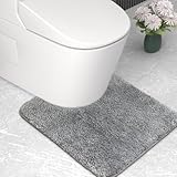 wyewye Mikrofaser-Badvorleger, WC-Vorleger, 2 cm, super dicker Badteppich, super saugfähig, 50 x 50 cm, U-Form, Grau