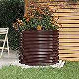 Fasba Hochbeet Gartenbeet Pflanzbeet Frühbeet Pflanzkübel Pflanzkasten Blumenkübel Gemüsebeet Blumenkasten Pulverbeschichteter Stahl 80x80x68 cm Braun