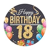 Dekora, Happy Birthday 18 Essbare Oblate, Geburtstagskuchendeko, Runder Cake Topper 20 CM