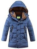 Vogstyle Jungen Winterjacke mit Kapuze Jacken Blouson Kinder Kapuzenparka Warm Blouson Wintermantel, Blau, 160-170 (Herstellergröße: 170)