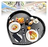 Herzförmiges Rattan-Pool-Tablett für Getränke und Frühstück, schwimmendes Jacuzzi-Tablett, Whirlpool-Zubehör, Strandparty, ein Muss für den Pool