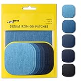 ZEFFFKA Jean-Flicken zum Aufbügeln für Innen und Außen Stärkster Kleber 100% Baumwolle Verschiedene schwarz Farben Blautöne Reparatur-Dekorationsset 10 Stück Größe 4-1/4' by 3-3/4' (9.8 cm x 10.8 cm)