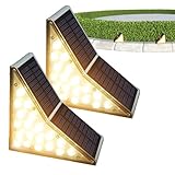 zwxqe Solarleuchten für den Außenbereich, solarbetriebene Lichter, 2 x LED-Leuchten für Terrasse, wasserdichte Deckleuchten, Veranda-Lichter, Solar-Gartenleuchten, Solar-LED-Deck für Terrasse, Hof,